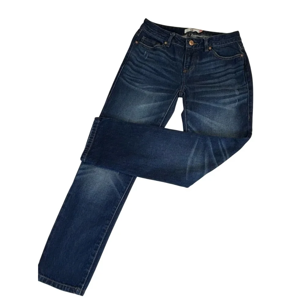 Cabi‎ Malibu Jean 4522 Mid Rise Straight Leg Distressed 100% Cotton Size 2